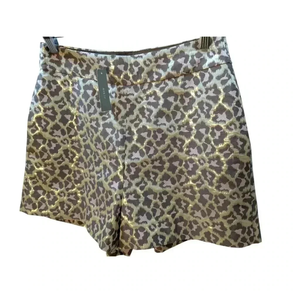 J CREW Trouser Short in Metallic Leopard Jacquard SZ 6 NEW with Tags! SOLD OUT - Picture 4 of 7
